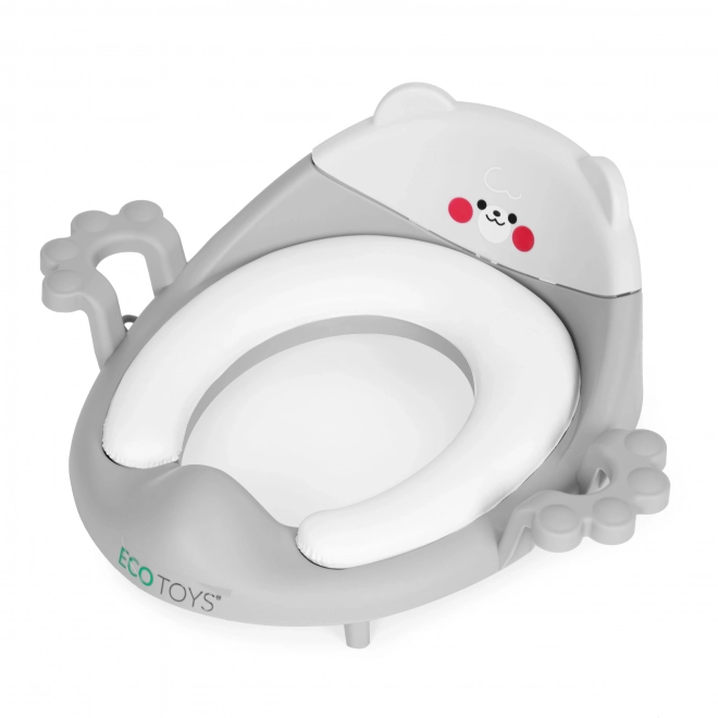 Siège de toilette pour enfants avec supports et coussin doux gris ECOTOYS