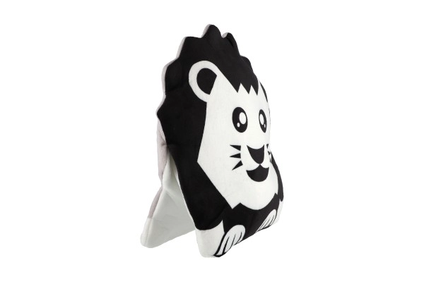 Coussin en peluche 35x30cm noir et blanc en sac 0+