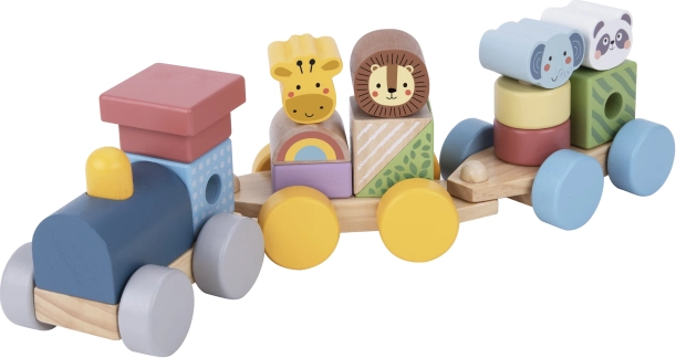 petit train en bois avec animaux TOOKY TOY – construction Montessori empilable