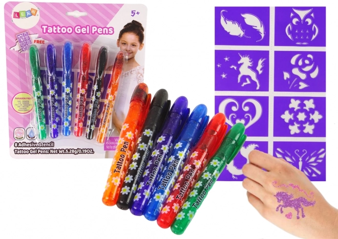 Stylos gel pour tatouage 6 pièces pochoirs stylos pailletés