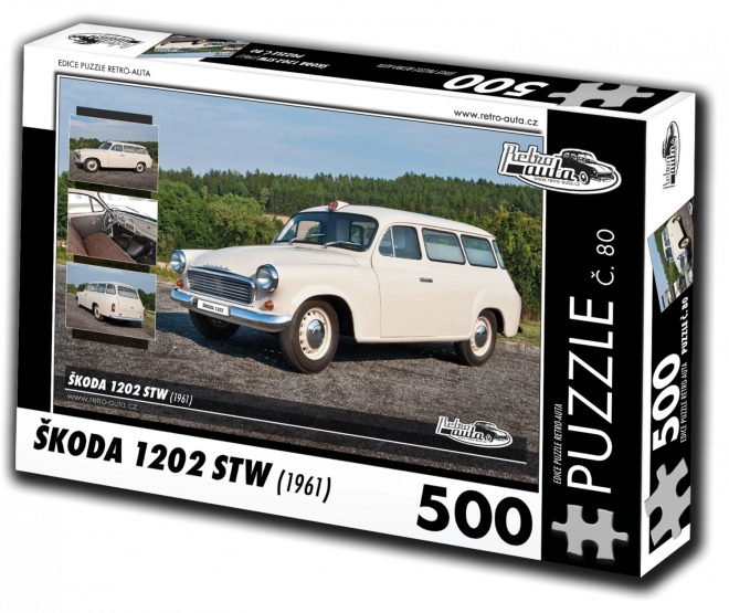Puzzle RETRO-AUTA Škoda 1202 STW ambulance (1961) – 500 pièces