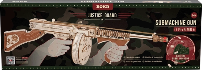 Puzzle mécanique en bois 3D RoboTime Pistolet-Mitrailleur Thompson
