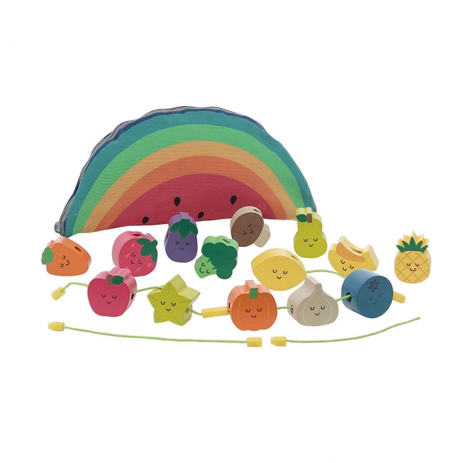 Perles enfilables en bois fruits et légumes