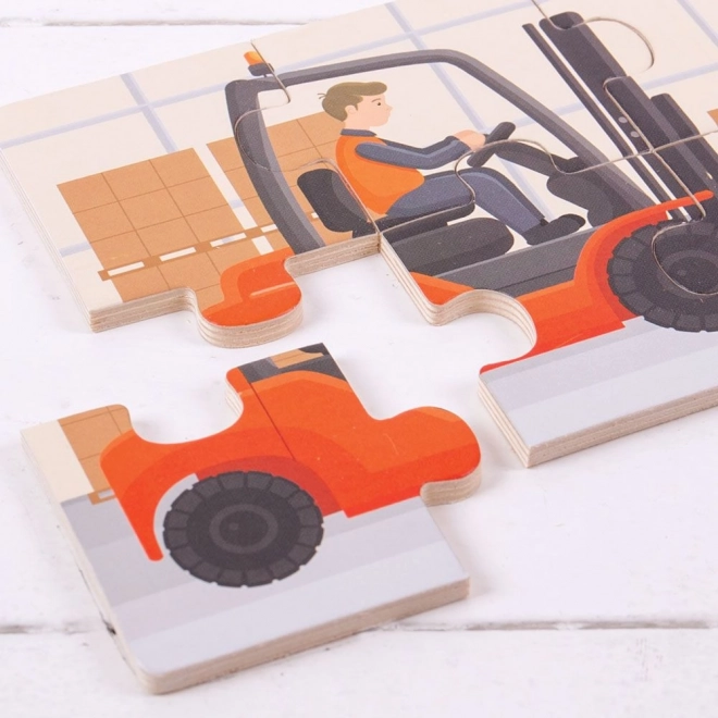 Bigjigs Toys Puzzle 3v1 Engins de chantier