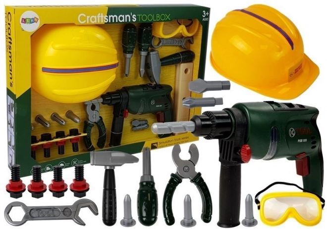 Kit pour bricoleurs Perceuse à batterie Lunettes de protection Casque