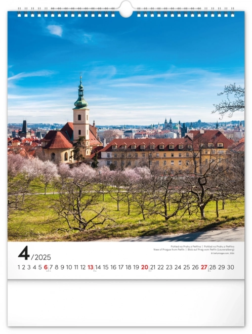 Calendrier mural Prague 2025, 30 × 34 cm