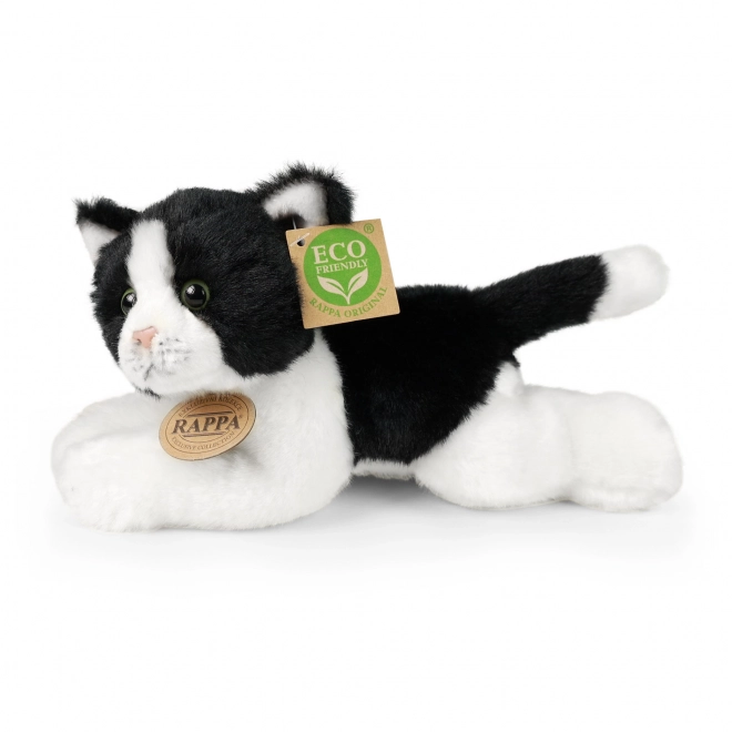 Chat en peluche blanc-noir couché 16 cm ECO-FRIENDLY