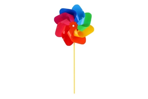 Moulin à vent diamètre 22cm plastique couleur arc-en-ciel 47cm