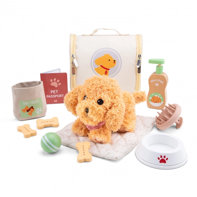 Ensemble de soins pour chien en peluche pour enfants