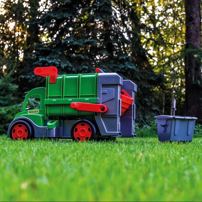 Camion poubelle fonctionnel Wader 65 cm vert avec conteneur en plastique