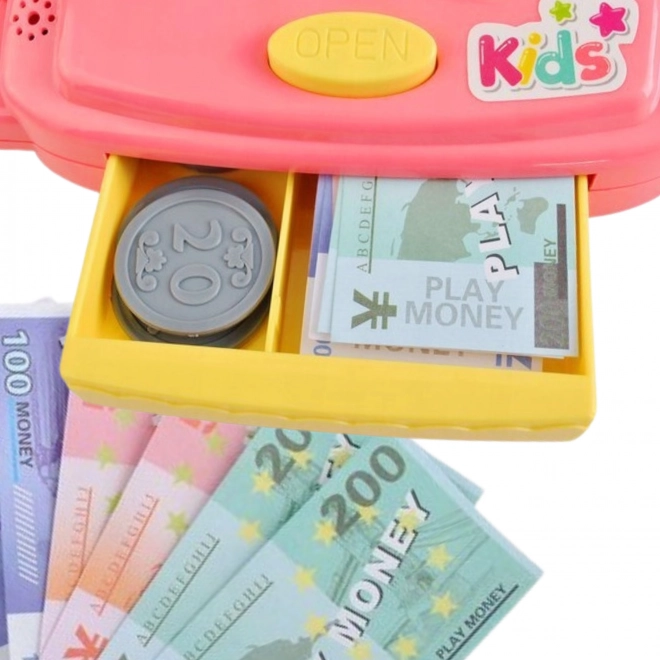 WOOPIE Caisse enregistreuse pour enfants avec étagère et accessoires rose