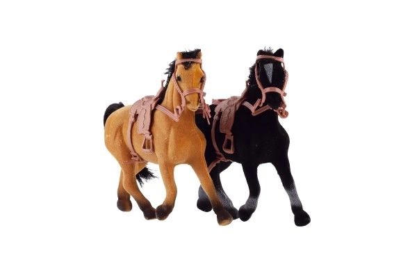 Cheval peluche avec selle 15cm 2 couleurs dans un sachet 16x24cm
