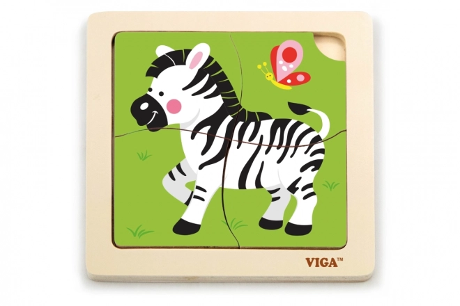 Puzzle en bois 4 pièces - zèbre