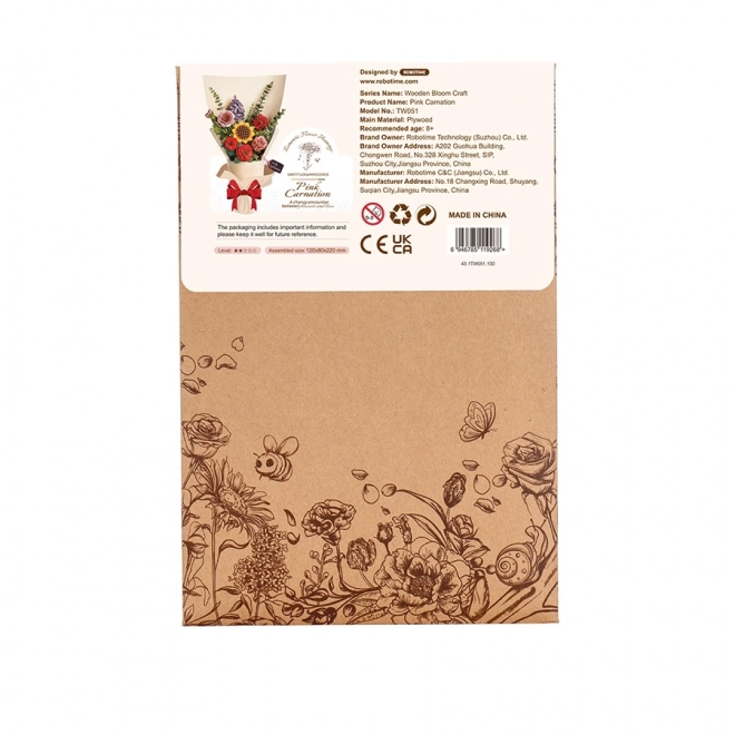 Puzzle 3D en bois Œillet Rose