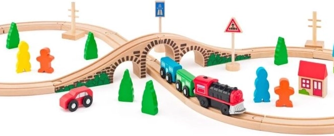 Woody Circuit de train en huit avec locomotive électrique