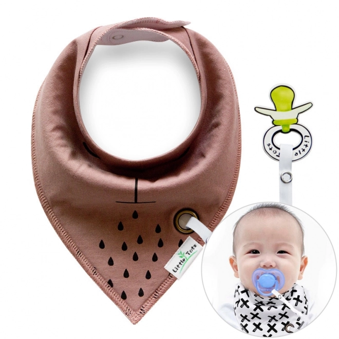 Foulard / bavoir, bavette avec cordon pour tétine marron