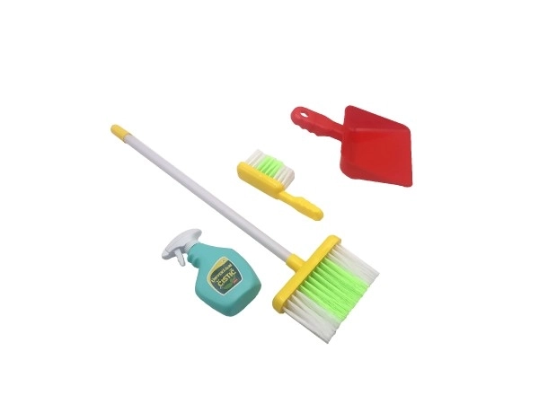 Kit de nettoyage / femme de ménage avec accessoires en plastique 5 pièces sur carte 21,5x57,5x5cm