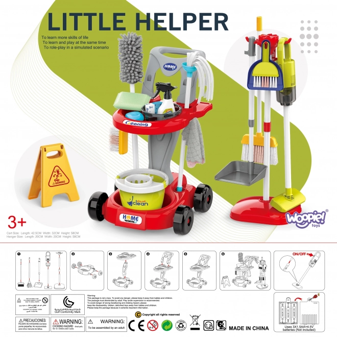 Woopie ensemble de nettoyage XXL chariot 3 en 1 avec 29 pièces rouge