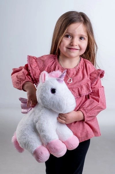Rêveur licorne avec ailes peluche 38cm à piles avec lumière et son en sachet