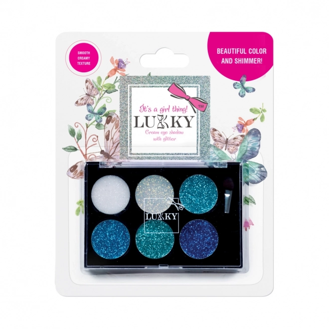 Lukky fards à paupières crémeux avec paillettes et pinceau - 6 couleurs