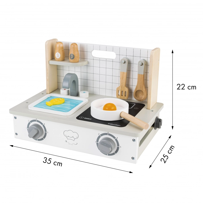 Cuisinette en bois avec accessoires