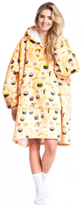 Cozy Noxxiez CH351 Sushi - couverture télévisuelle chaude à capuche pour adolescents et adultes