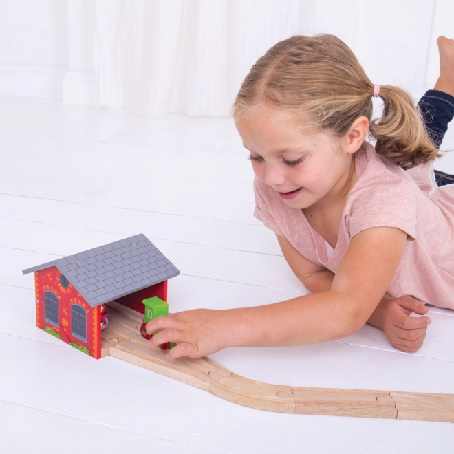 Dépôt en bois pour deux ensembles de trains Bigjigs Rail