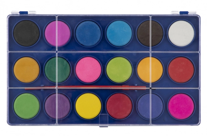 Grande boîte de couleurs à l'eau avec pinceau