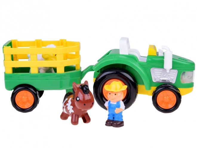 Tracteur agricole avec remorque et animaux son + lumière ZA5390