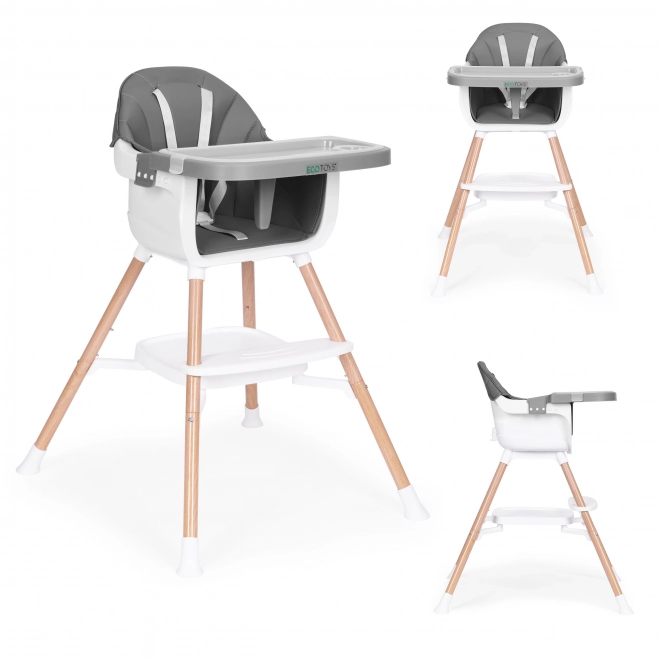 Chaise haute pour enfants 2 en 1 grise ECOTOYS