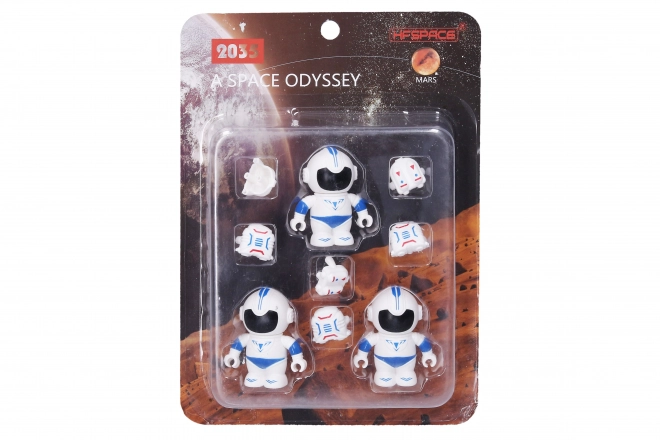3 figurines d'astronautes 6 cm