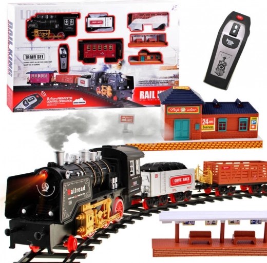 Grande voie ferrée électrique télécommandée avec locomotive à vapeur