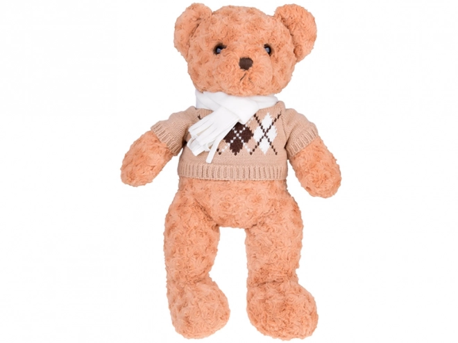 Ours en peluche doux avec pull et écharpe, 60 cm