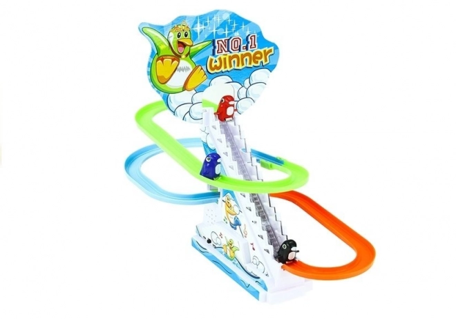 Pingouins sur escalators mobiles avec lumière et mélodies