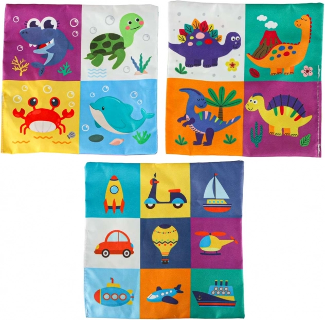 Boîte sensorielle Montessori avec mouchoirs colorés et animaux