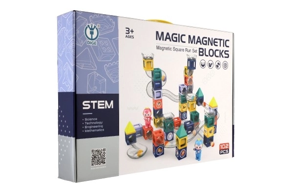 Circuit à billes magnétique avec figurines en plastique 102 pièces dans une boîte de 49x35x9cm