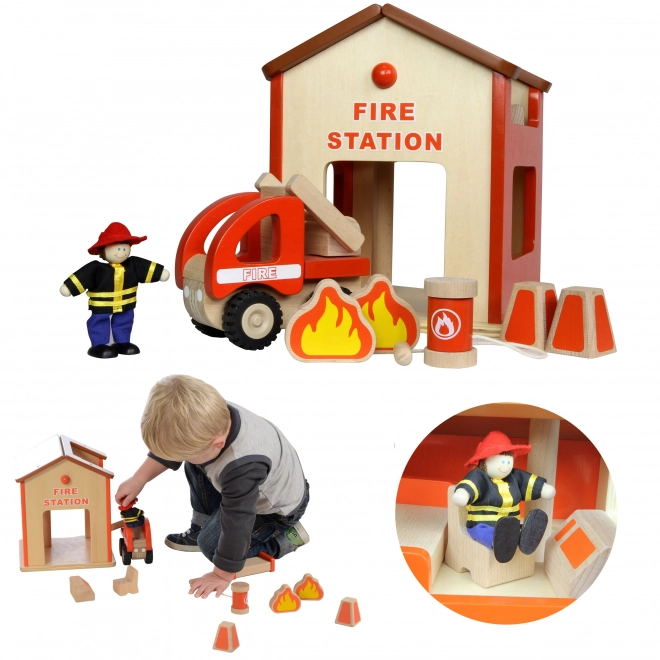 Mini caserne de pompiers en bois Masterkidz