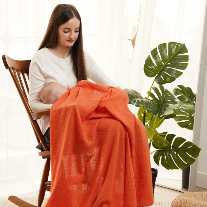 Tommy Lise Couche en Mousseline de Coton Glazed Carrot 120x120 cm