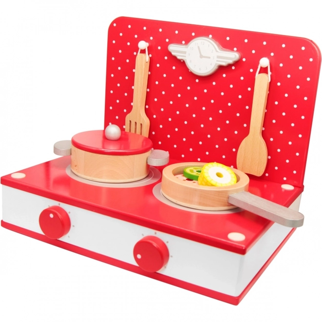 Cuisine en bois 2-en-1 avec gril et cuisinière pour enfants 22pcs