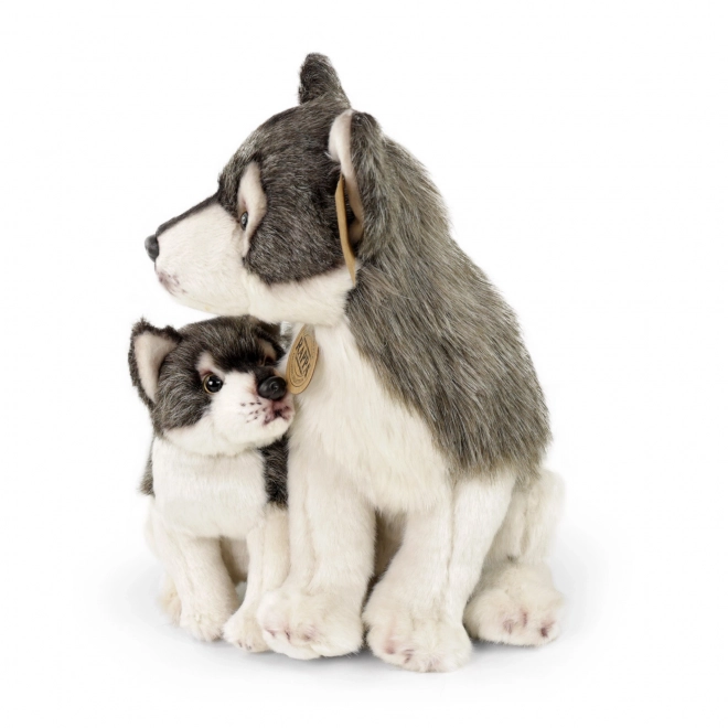 Rappa Loup en peluche avec louveteau 27cm ÉCOLOGIQUE