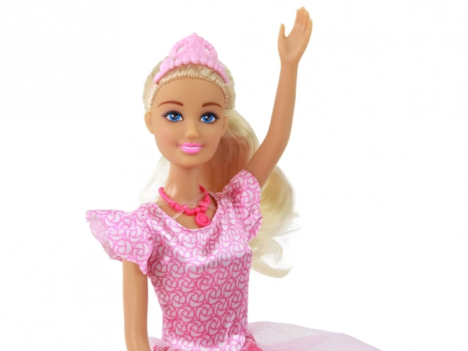 Poupée Anlily Princesse Blonde avec Tiare en Robe Rose