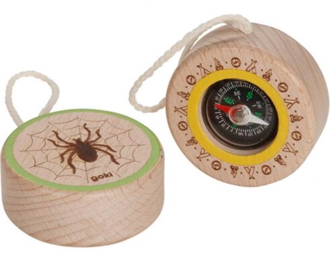 Boussole en bois avec araignée