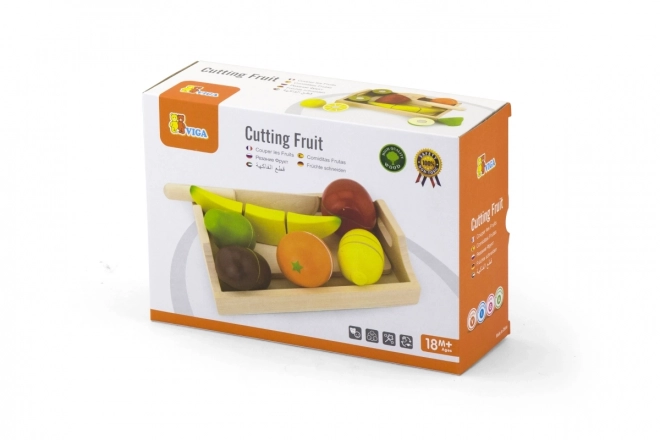 Fruits à découper en bois avec plateau