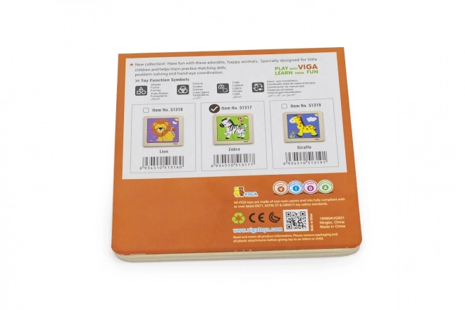 Puzzle en bois 4 pièces - zèbre