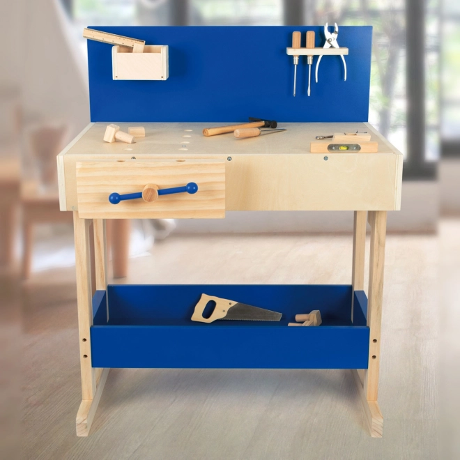 Petit établi pour enfants bleu avec accessoires