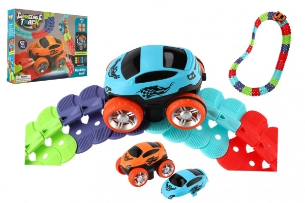 Circuit de course pour enfants avec pièces interchangeables et petite voiture lumineuse