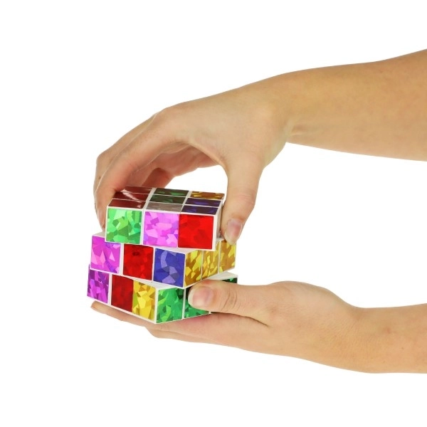 Cube de puzzle pliable en plastique scintillant 6,5x6,5cm dans un sac