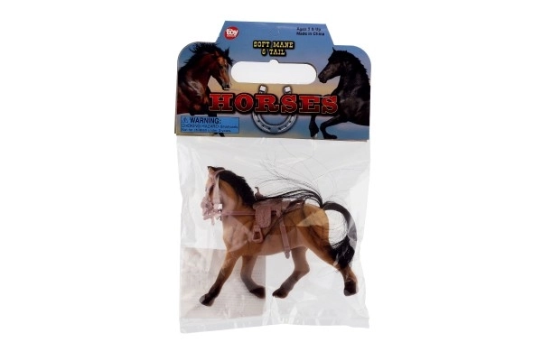 Cheval peluche avec selle 15cm 2 couleurs dans un sachet 16x24cm