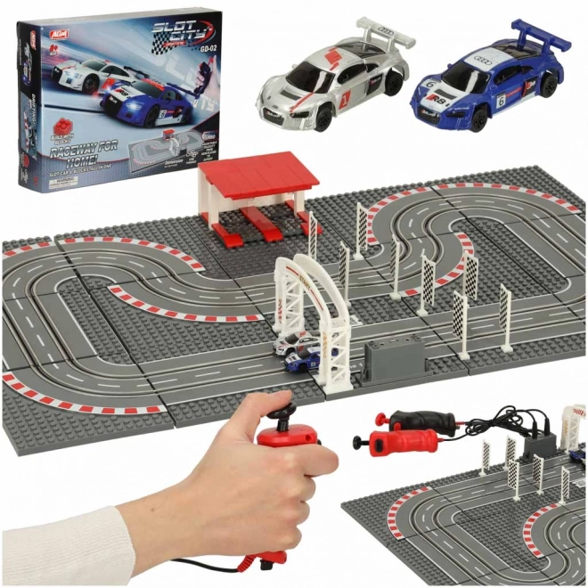 Piste de course policière électrique avec voitures et blocs de construction