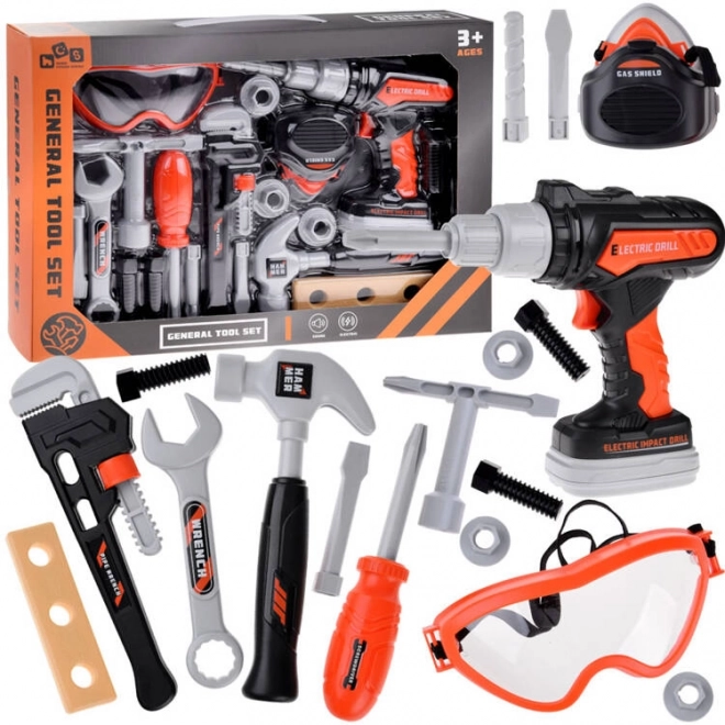 Grande trousse d'outils pour bricoleurs - perceuse, marteau et clé